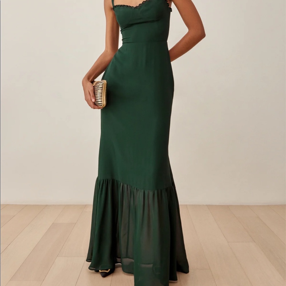 NWT Reformation Jasen Dress in Forest, Size 10